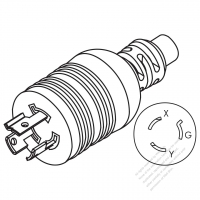 USA/Canada NEMA L6-15P Twist Locking AC Plug, L6-15P, 2 P/ 3 Wire Grounding 15A 250V
