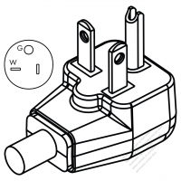 Taiwan/ Japan 3-Pin grounding AC Plug, 20A 125V