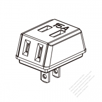 Taiwan Power Tap (180º Rotary pin) with Neon Lamp, 2-pin, 3 outlets