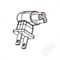 Adapter Plug, USA, Japan, Taiwan Angle Type to IEC 320 C5 Female Connector 3 to 3-Pin 2.5A 125V