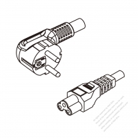 Italy 3-Pin Angle Plug To IEC 320 C5 AC Power Cord Set Molding (PVC) 1.8M (1800mm) Black ( H03VV-F 3G 0.75mm2 )