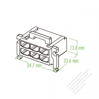 Plastic Housing 23.6mm x 34.7mm x 13.8mm 6-Pin