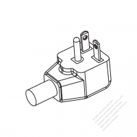 USA/Canada NEMA 5-20P Elbow AC Plug, 2 P/ 3 Wire Grounding 20A 125V