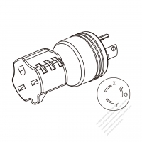 Adapter Plug, NEMA L6-15P Twist Locking to 6-15R, 2 P, 3 Wire Grounding, 3 to 3-Pin 15A 250V