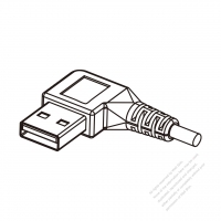 USB 2.0 A Plug, 4-Pin (Elbow)