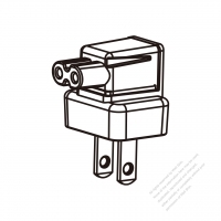 Adapter Plug, USA Angle Type to IEC 320 C7 Female Connector 2 to 2-Pin 2.5A 125V