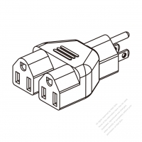 Adapter Plug, NEMA 5-15P to 5-15R x 2, 3 to 3-Pin