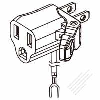 Adapter Plug, US NEMA 1-15P plug to 5-15R Connector, 2 to 3-Pin