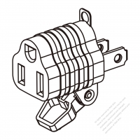 Adapter Plug, US NEMA 1-15P plug to 5-15R Connector, 2 to 3-Pin