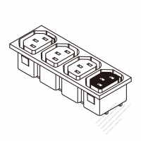 IEC 60320-2 Sheet F Appliance Outlet  X 4, (series terminal type) 10A/15A