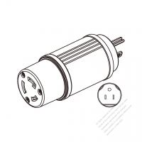 Adapter Plug, NEMA 5-15P to L5-20R Twist Locking , 2 P, 3 Wire Grounding, 3 to 3-Pin 15A-20A 125V