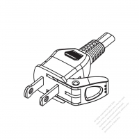 USA/Canada NEMA 1-15P Straight AC Plug, 2 P/ 2 Wire Non-Grounding, 15A 125V