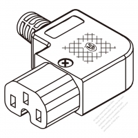 IEC 320 C15 Connector 3-Pin Right Angle 10A International/15A North American Household