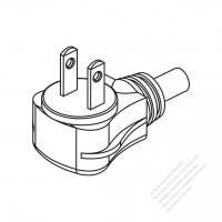 Taiwan/ Japan 2-Pin 2 wire Angle Type AC Plug, 2.5A/7A/9A/11A/15A 125V