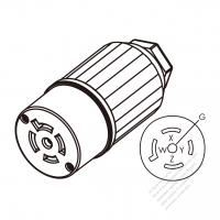 USA/Canada Twist-Lock Connector 	(NEMA L21-20R)  5-Pin Straight, 4 P, 5 Wire Grounding, 20A, 3 Phase Y 120/208V