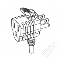 USA/Canada NEMA 5-15P/15R T Shape AC Plug, 2 P/ 3 Wire Grounding 15A 125V