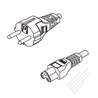 Italy 3-Pin Plug To IEC 320 C5 AC Power Cord Set Molding (PVC) 1.8M (1800mm) Black ( H05VV-F 3G 0.75mm2 )