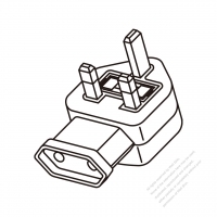 Adapter Plug, UK plug to Europe (Elbow) connector 3 to 2-Pin