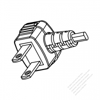 Taiwan 2-Pin Plug (Urea Housing) /Cable End Remove Outer Sheath 20mm Semi-Stripe Inner Sheath 13mm AC Power Cord - Molding PVC 1.8M (1800mm) Black  (VCTFK 2X0.75mm FLAT )