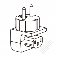 Adapter Plug, European Angle Type to IEC 320 C13 Female Connector 3 to 3-Pin 10A 250V