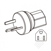 Adapter Plug, Israel plug to NEMA 5-15R Connector 3 to 3-Pin 10A 250V (Molding Type)