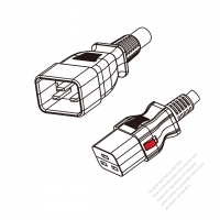 US/Canada 3-Pin IEC 320 Sheet I Plug to IEC 320 C19 Power Cord Set (PVC) 1.8M (1800mm) Black  (SJT 16/3C/105C  )