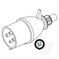 IEC 309 (3P+E ) IP 44 Splash proof AC Plug, 32A 690V (5H)