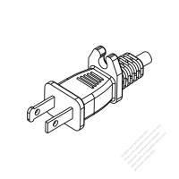 USA/Canada NEMA 1-15P Straight AC Plug, 2 P/ 2 Wire Non-Grounding, 15A 125V