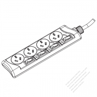 China Type Power Strip 3-Pin Outlet x 4, 10A 250V