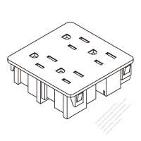 USA/Canada NEMA 5-15R Outlet x 4, 2 P 3 Wire Grounding 15A 125V