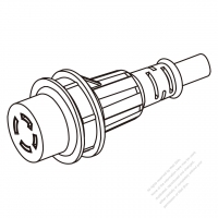 Marine Shore Twist Locking Waterproof Connector (NEMA L14-30R) 3P, 4 Wire Grounding 30A 3Ø 250V