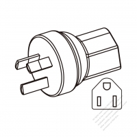 Molding Type - Adapter Plug, Australian plug to NEMA 5-15R Connector 3 to 3-Pin 10A 250V  (Molding Type)