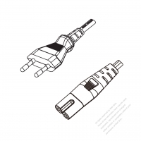 Europe 2-Pin Plug to IEC 320 C7 Power cord set (HF - Halogen free) 1.8M (1800mm) Black (
H05Z1Z1H2-F 2X0.75MM
 )