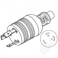 USA/Canada NEMA L5-30P Twist Locking AC Plug, 2 P/ 3 Wire Grounding 30A 125V/250V