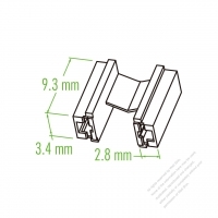 Plastic Housing 9.3mm x 3.4mm x 2.8mm 2-Pin