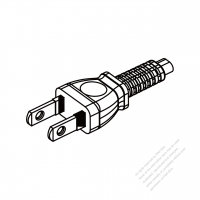 Japan 2-Pin Semi-Insulation Plug/ Cable End Cut AC Power Cord - Molding PVC 1.8M (1800mm) Black  (60227 IEC 52 2X 0.75mm2 )