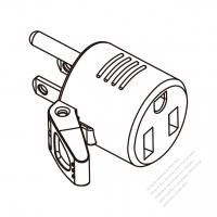 Adapter Plug, US NEMA 5-15P plug to 5-15R Connector, 3 to 3-Pin