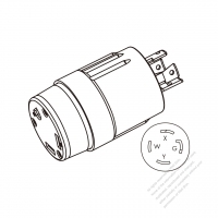 RV Adapter Plug, NEMA L14-30P to TT-30R, 2 P, 3 Wire Grounding, 4 to 3-Pin 30A 125/250V to 30A 125V