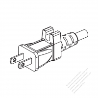 Taiwan/ Japan 2-Pin 2 wire Straight AC Plug, 7A 125V