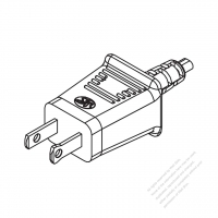 USA/Canada NEMA 1-15P Straight AC Plug, 2 P/ 2 Wire Non-Grounding, 15A 125V (With EMI)