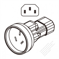 Adapter Plug, IEC 320 Sheet E plug to Australian,3 to 3-Pin