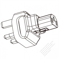 Adapter Plug, UK Type to IEC 320 C13 Female Connector 3 to 3-Pin 10A 250V