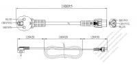 Europe 3-Pin Angle Plug To IEC 320 C5 AC Power Cord Set Molding (PVC) 1.8M (1800mm) Black ( H05VV-F 3G 0.75mm² )