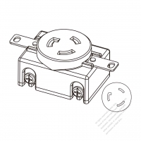 USA/Canada Locking Single Flush Receptacle NEMA L5-20R, 2 P 3 Wire Grounding 20A 125V