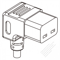 IEC 320 C23 Connectors 3-Pin Angle 16A 250V