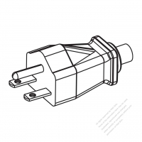 USA/Canada NEMA 6-15P Straight AC Plug, 2 P/ 3 Wire Grounding 15A 250V