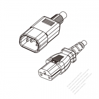 US/Canada 3-Pin IEC 320 Sheet E Plug to IEC 320 C13 Power Cord Set (PVC) 1.8M (1800mm) Black  (SVT 18/3C/105C  )
