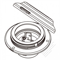 USA/Canada Locking Flanged Inlet NEMA L6-15P, 2 P 3 Wire Grounding 15A 250V