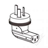Adapter Plug, China Angle Type to IEC 320 C13 Female Connector 3 to 3-Pin 10A 250V