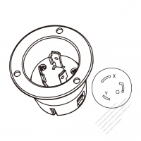 USA/Canada Locking Flanged Inlet NEMA L6-20P, 2 P 3 Wire Grounding 20A 250V